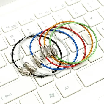 

Stainless Steel Wire Keychain Tag Rope Wire Cable Loop Screw Lock Gadget Ring Key Keyring Circle Camp Hanging Tool