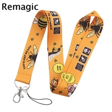 

20pcs Bee Classical Style Lanyard For keys The 90s Phone Working Badge Holder Neck Straps With Phone Hang Ropes webbings ribbons
