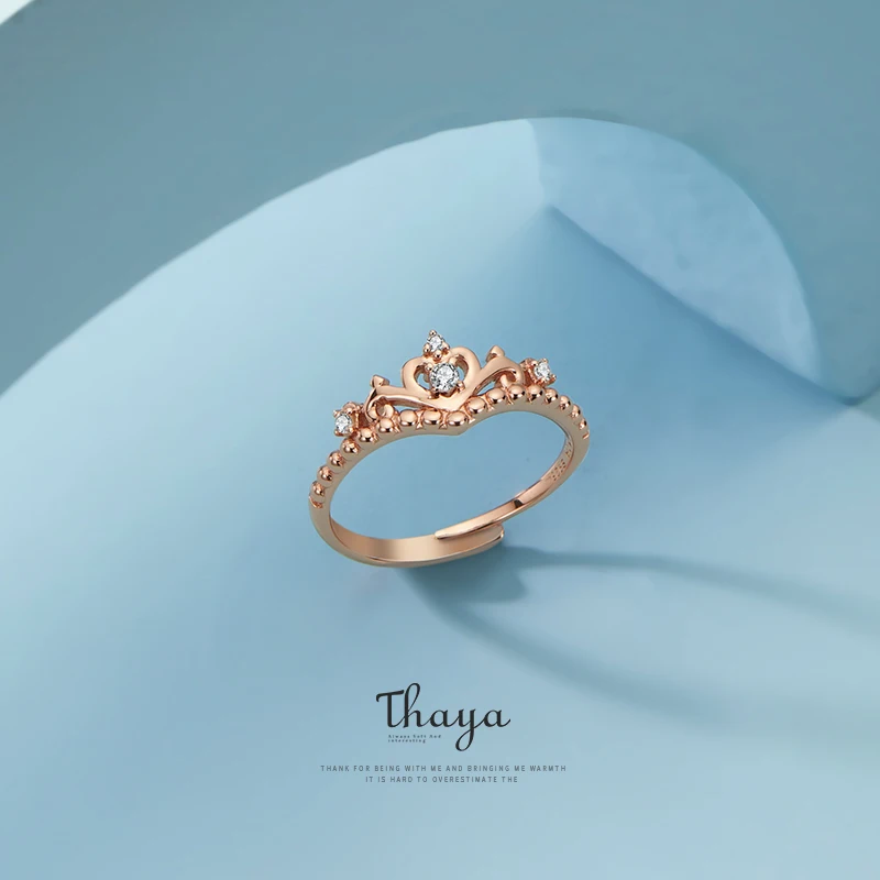 

Thaya Authentic 925 Sterling Silver Crystal Adjustable Rose Gold Queen Ring For Women Elegant Statement Gifts Fine Jerwelry Ring
