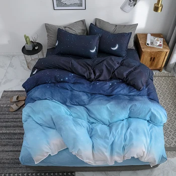 

Claroom Starry Night Sky Bedding Set Moon and Star Pattern Gradient Color Duvet Cover Set Bed Sheet Pillowcases Multi Size XD37#