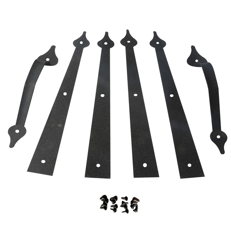 

Garage Door Hardware Kit, Decorative Garage Door Carriage Accents Hinges Handles Hardware Kit, 2 House Handles and 4 House Hinge