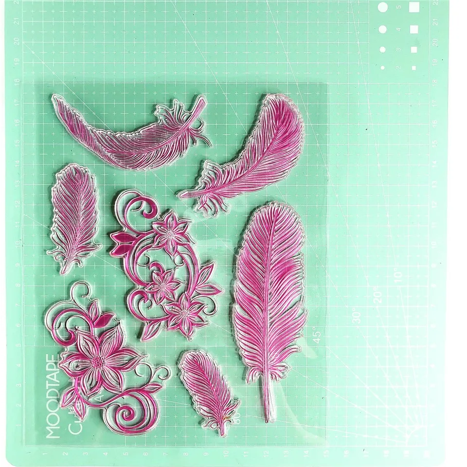 14*18 Феи перья прозрачный силиконовый штамп печать для DIY Скрапбукинг Фотоальбом Декоративные прозрачные штампы лист