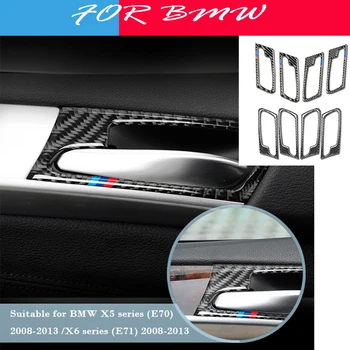 

1SET 3D Gloss Carbon Fiber Stickers For Door Handle Firm Stickers Protector For BMW E70 E71 X5 X6 2008-2013 2014 M Accessories