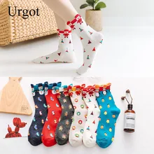 Urgot, 5 пар, женские осенне-зимние объёмные носки, женские Рождественские Носки с рисунком, хлопковые носки для девочек