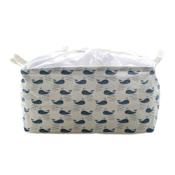 

Whale Cotton and Linen Storage Square Box with Beam Mouth Clothing Finishing Home Storage Basket Floor Snacks Debris Basket