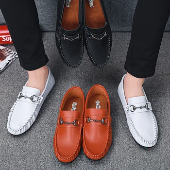 

Office Men Loafers Men Zapatos De Hombre Slip-On Leather Shoes Casual Male Flat Shoes Driving Moccasin Soft Non-slip Loafers