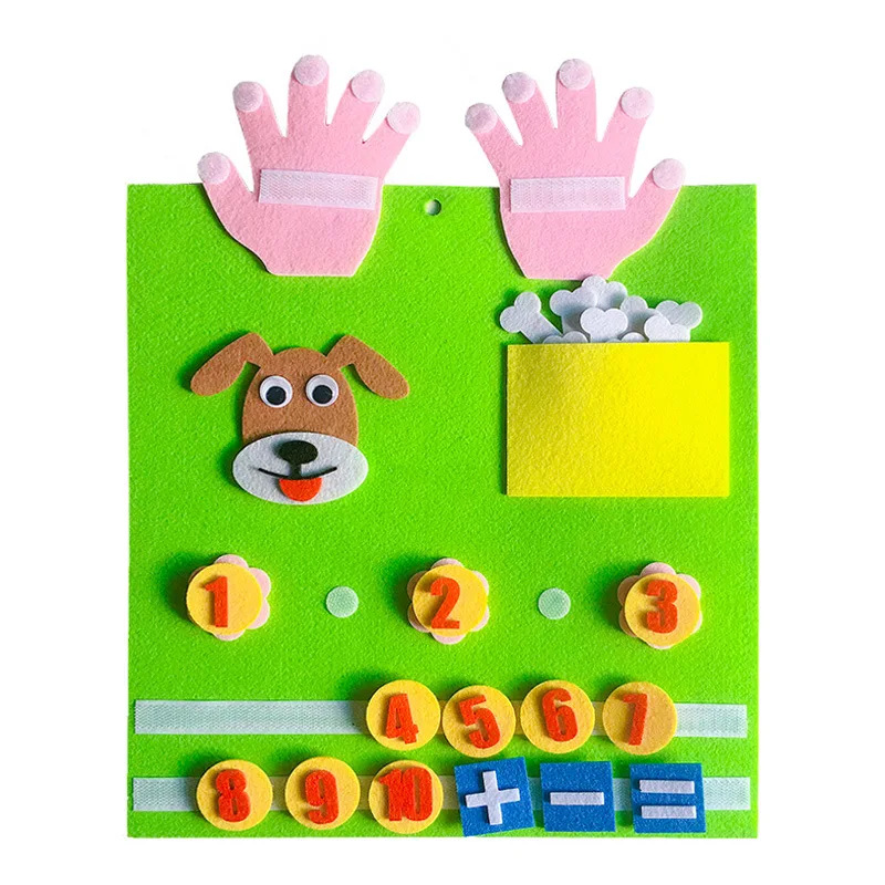 Kid DIY Non-woven Numbers Counting Toy Digital Add Subtract Felt Craft Math Toys 