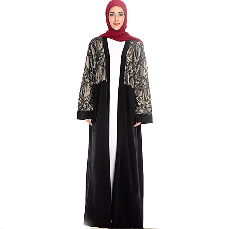 Открытая Дубаи мусульманская абайя для женщин кимоно элегантная современная модная Исламская одежда мягкие большие размеры длинное арабское платье мусульманское платье