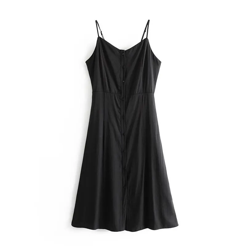 

Europe And America Tide Goods 2019 Summer WOMEN'S Dress New Style Fashion Elegant Button Ornaments Dress Backless Lace-up