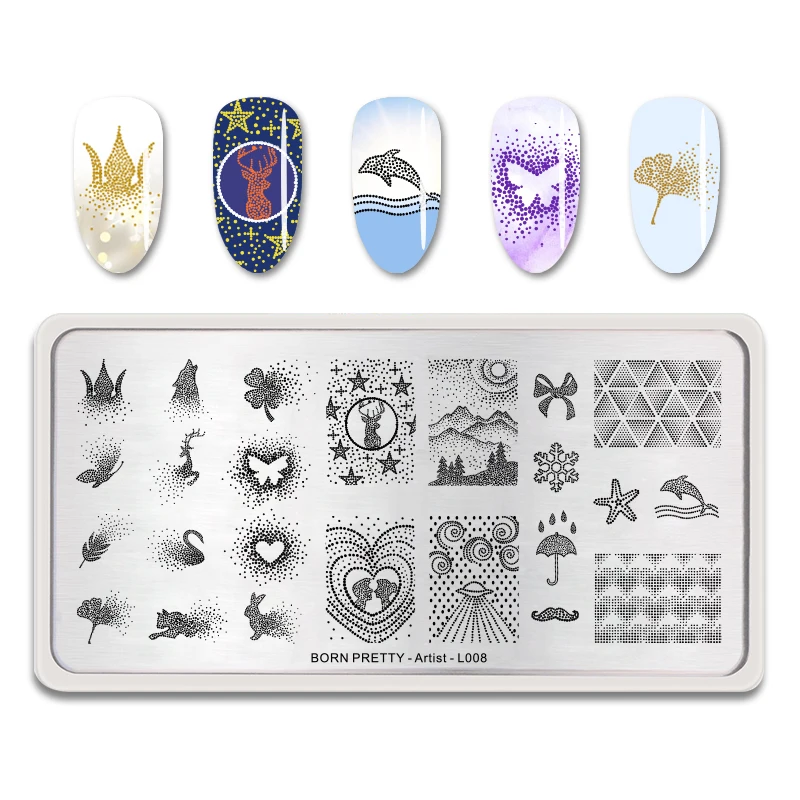 Artist-L008 BORN PRETTY штамп для ногтей пластины Колокольчик для елки дизайн ногтей изображение прямоугольник круглый штамп с изображением Площади Шаблон цветок Геометрическая тема - Цвет: Artist-L008