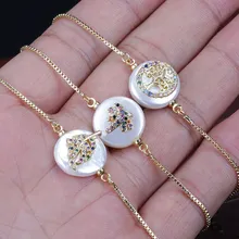 Микс CZ проложенный кристаллами мульти завод Крошечные золотые шармы круглая жемчужная бусина соединитель изысканные звенья браслет для женщин Ювелирное Украшение на день рождения