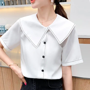 

COIGARSAM Full Sleeve Shirt Womens tops New Summer Chiffon Women shirts White 761