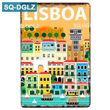 [SQ-DGLZ] LISBOA город металлический знак оловянный знак винтажный Декор доска для поделок домашний декор живопись таблички художественный плакат