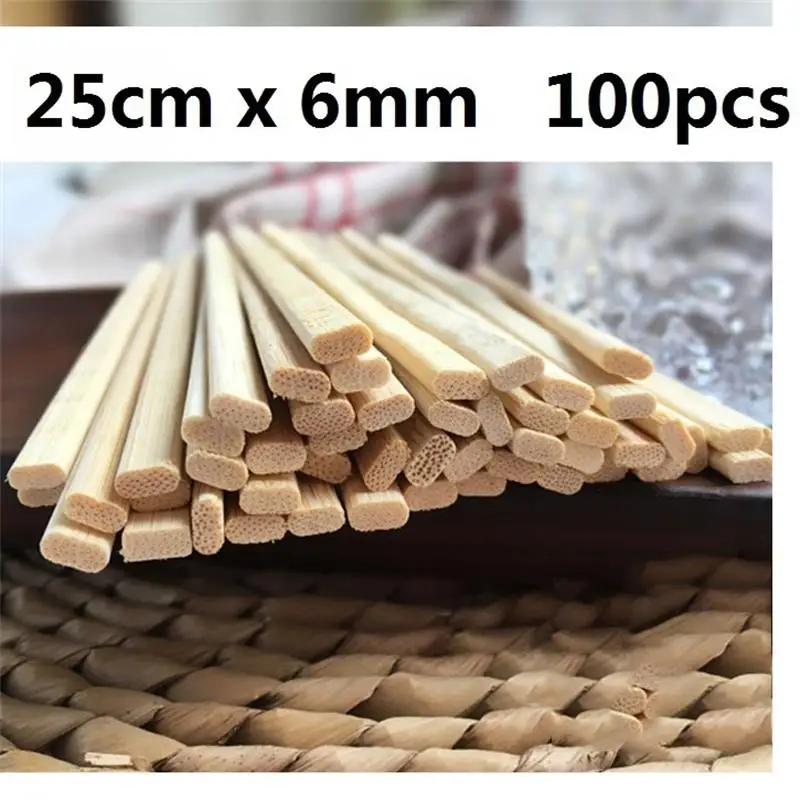 100-300pcs Disposable Bamboo Skewers Natural Wood Flat BBQ Skewer Sticks Party BBQ Accessories Restaurant Utensils 25cm*6mm