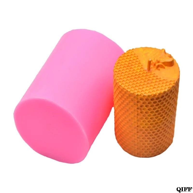 3D Цилиндр пчела соты Силиконовые свечи Плесень мыло глина Изготовление DIY торт инструмент