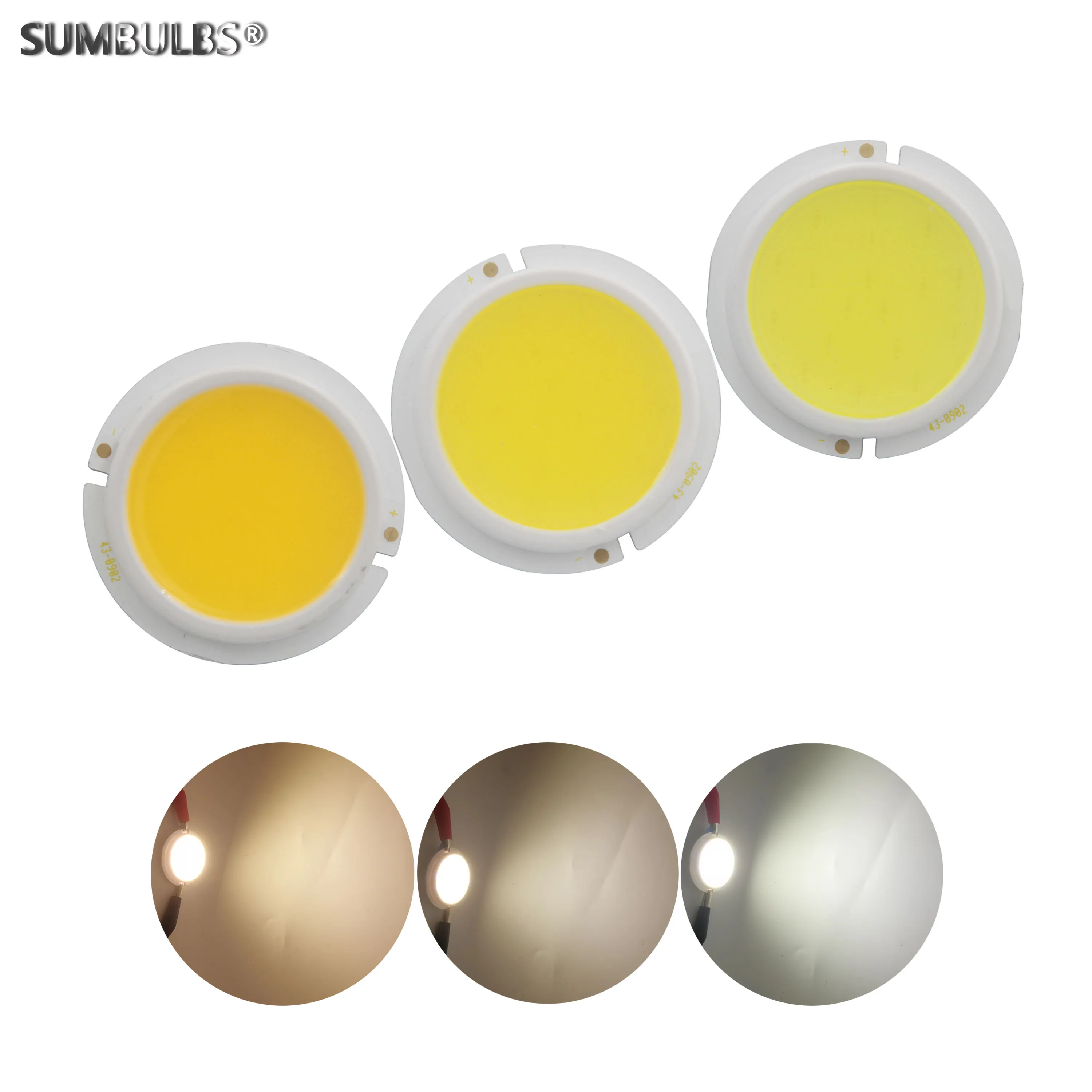

Diameter 43mm Thicken Round COB LED Light Source 7W 9W Warm Natural White Blue COB Chip for LED Lamp Bulbs