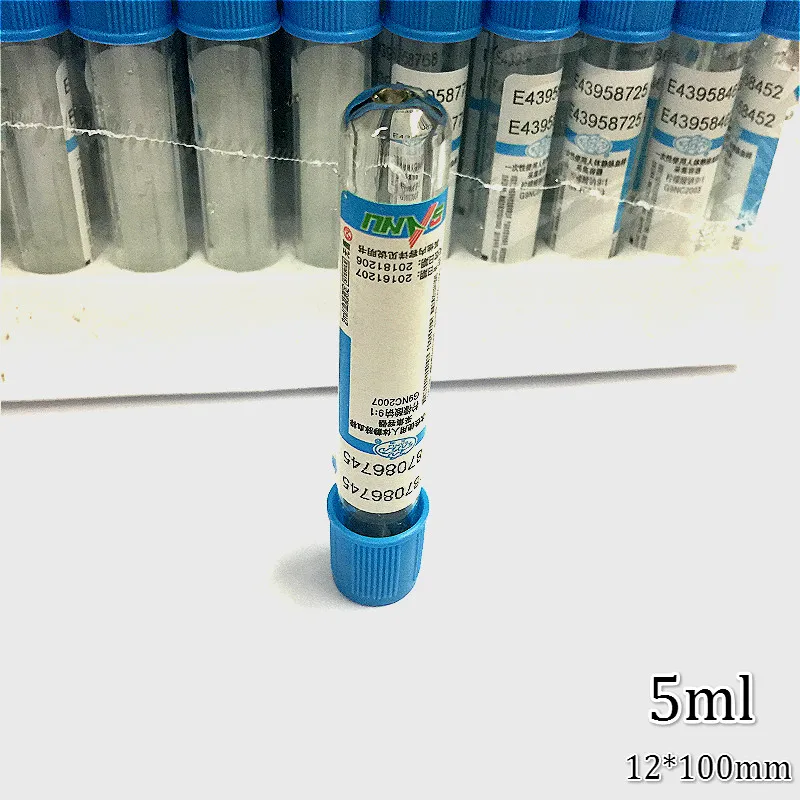 Sterile Vacuum Blood Collection Tube 5 ml With Sodium Citrate Additives 1:9 Blood Sample Collection Container 100 / PK