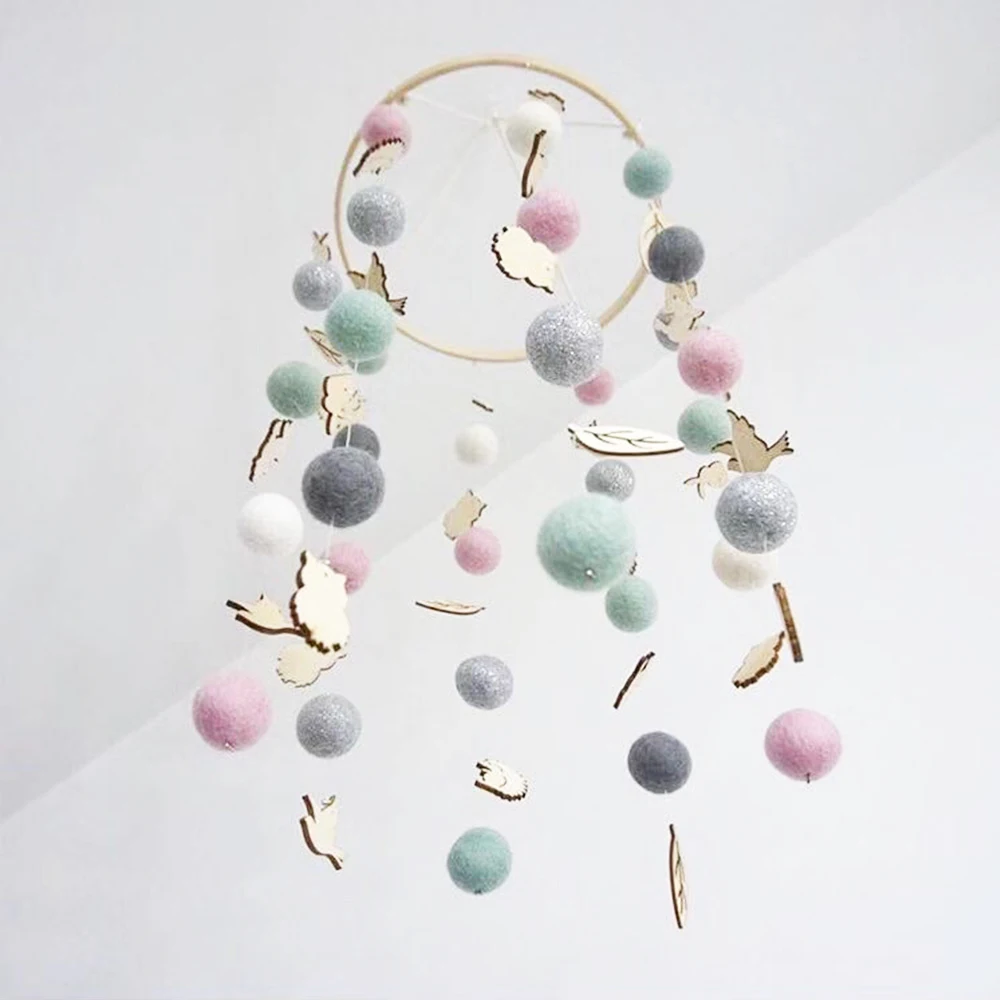 

Baby Toys 0-12 Months DIY Handmade Rattles Colorful Balls Bed Bell Toys For Baby Mobile For Crib Holder Arm Bracket Music Rattle