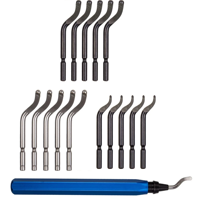 

15Pcs Rotary Deburr Blades Metal Deburring Tool Kit with Handle Debur Great Burr Remover Hand Tool for Wood Plastic Aluminum
