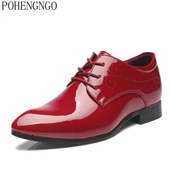 

Luxury Men Business Patent leather Shoes Classic Brand Designer Oxford Mens Wedding Shoes Red /White Men office party Shoes