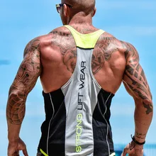 Популярный бренд, спортивный жилет для мышц, Мужская впитывающая пот эластичная хлопковая дышащая впитывающая пот одежда для фитнеса