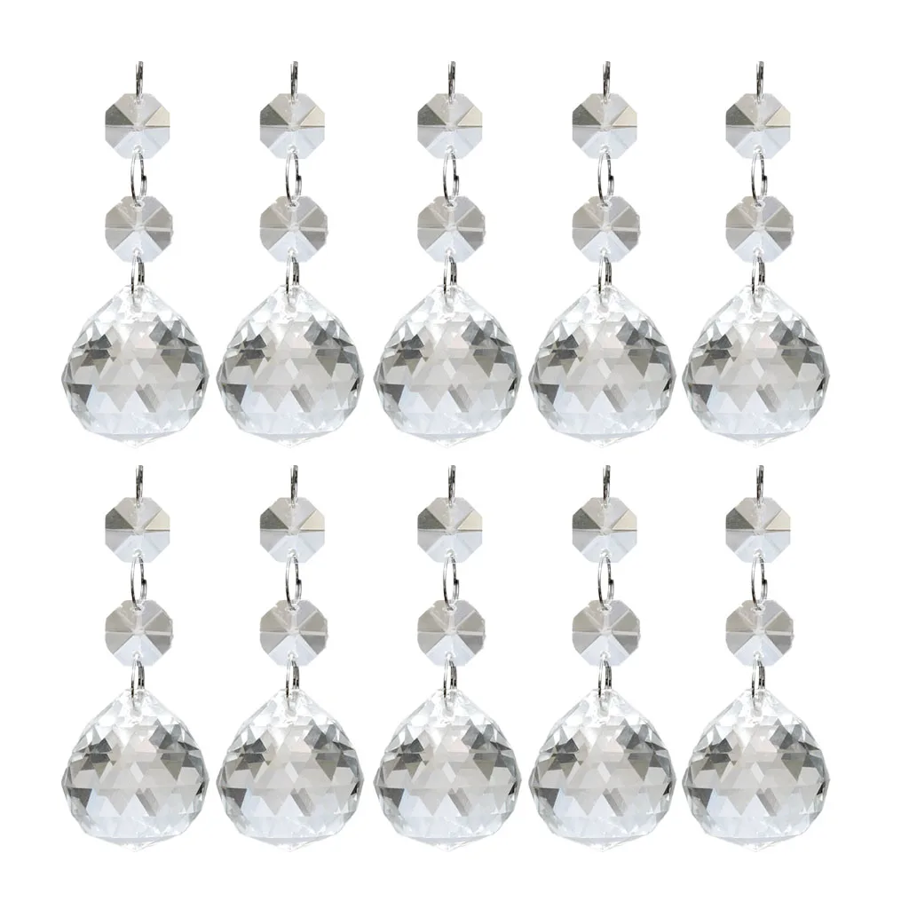 20mm Clear Glass Crystal Ball Prism Feng Shui Lamp Hanging Drop Chandelier Pendants DIY Home Wedding Pary Decor ,Pack of 10
