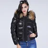 Real Raccon Fur Hooded Waterproof Winter Puffer Jacket Women Slim 90% Duck Down Coat Short Shiny Female Feather Down Parka 2