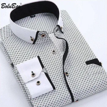 

BOLUBAO Casual Brand Men Dress Shirt New Men's Slim Wild Business Shirt Male Print Long Sleeve Shirts Tops