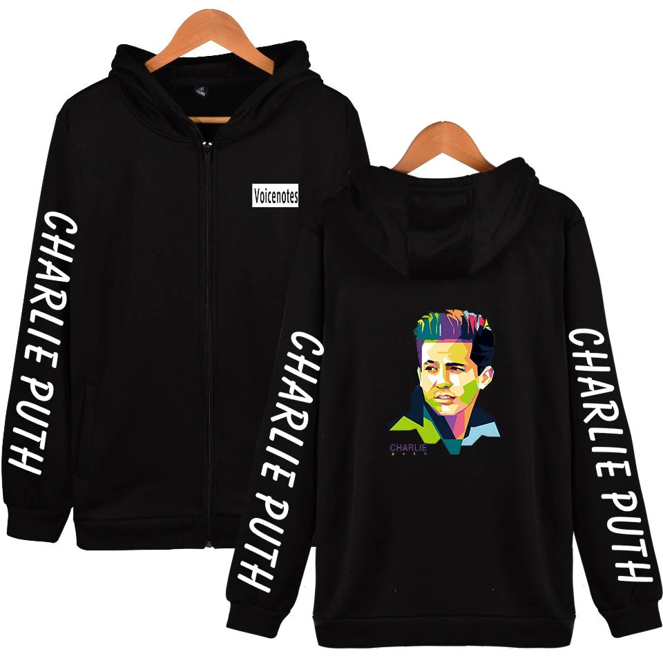 2019 hot sale  Zipper hoodies Charlie Puth print Hoodie Sweatshirt  Harajuku Charlie Puth Hoodies men Plus Size for men