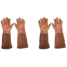 2 paires de gants de taille pour hommes et femmes, en cuir de chèvre, Extra Long, respirant, anti épine, XL & S