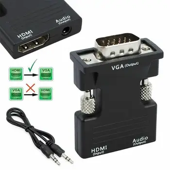 

1080P HDMI to VGA Adapter Digital to Analog Converter Audio For PC Laptop Video Projector Box Cable TV I6P0