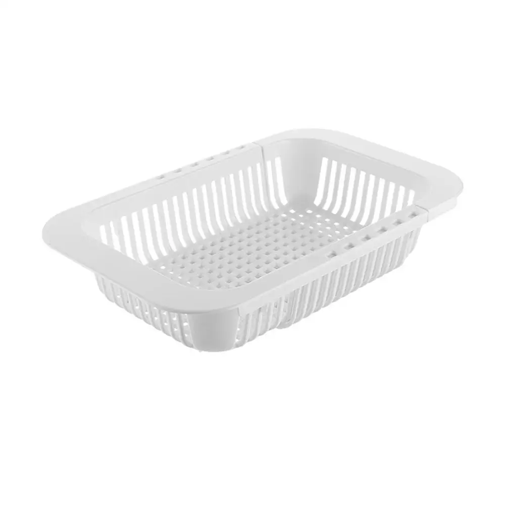 Кухонная выдвижная корзина для раковины, пластиковая стойка для посуды, фильтр для овощей, корзины для воды, большая емкость, органайзер для хранения - Цвет: White