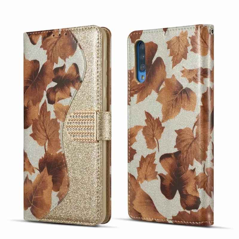 Wallet Leather Case For Iphone 11 Pro Max XS MAX XR X 8 7 Maple leaf Luxury Glitter Bling Diamond Sparkle ID Card Hybrid 60PCS