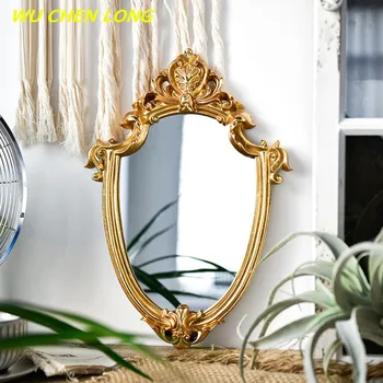 

WU CHEN LONG Vintage Mirror Exquisite Makeup Mirror Bathroom Hanging Mirror Gifts Woman Lady Mirror Home Decoration R5633