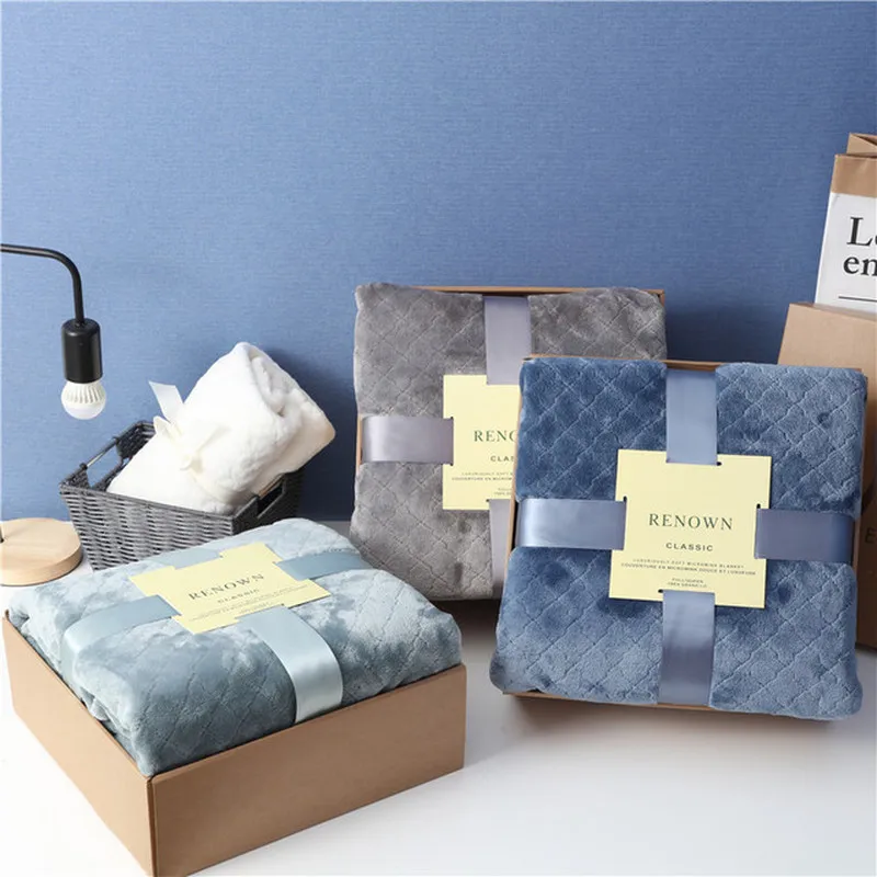 Super Warm Soft Flannel Blanket Aircraft Sofa For Office Plush Throw Blankets Portable Car Travel Gift Plaid Bedding | Дом и сад