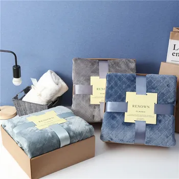 

Super Warm Soft Flannel Blanket Aircraft Sofa For Office Plush Throw Blankets Portable Car Travel Gift Plaid Blanket Bedding