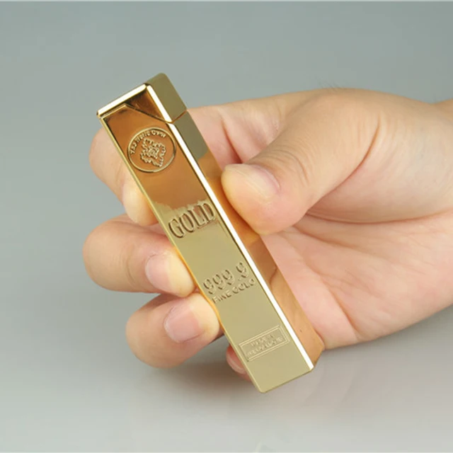Us 3 5 22 Off Metal Gold Bar Lighter Torch Free Fire Butane Gas Smoke Lighter Inflated Cigarette Cigar Gasoline Oil Lighter Gadget For Man Cigarette