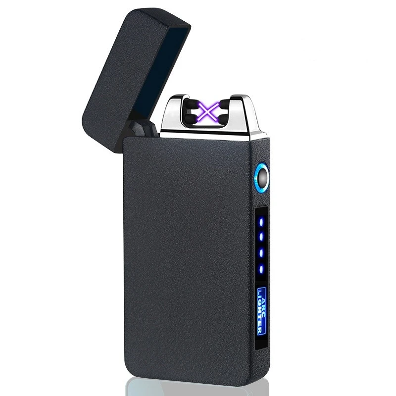 613 Matte Black Электрическая зажигалка с подключением к USB Finger print Touch Fire электронная плазменная двойная дуговая Зажигалка Ветрозащитная металлическая зажигалка для сигарет мужской подарок - Цвет: 613 Matte Black