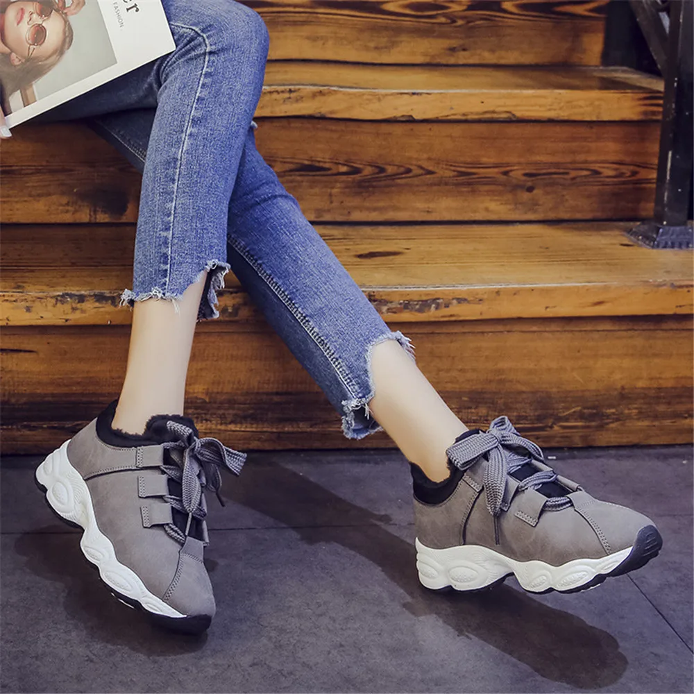 

Women's Vulcanize Shoes flat heel plain round head internal increase, color matching,waterproof platform Casual sport breathable