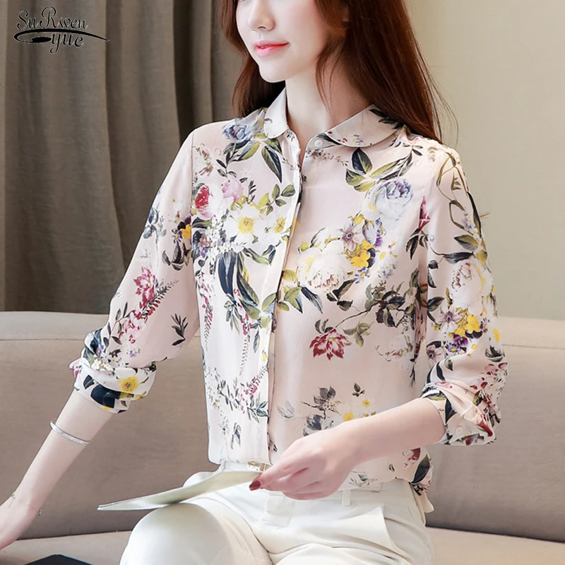 Blusa de seda para Mujer, camisa de manga larga con Vintage, holgada y elegante, 2023 50