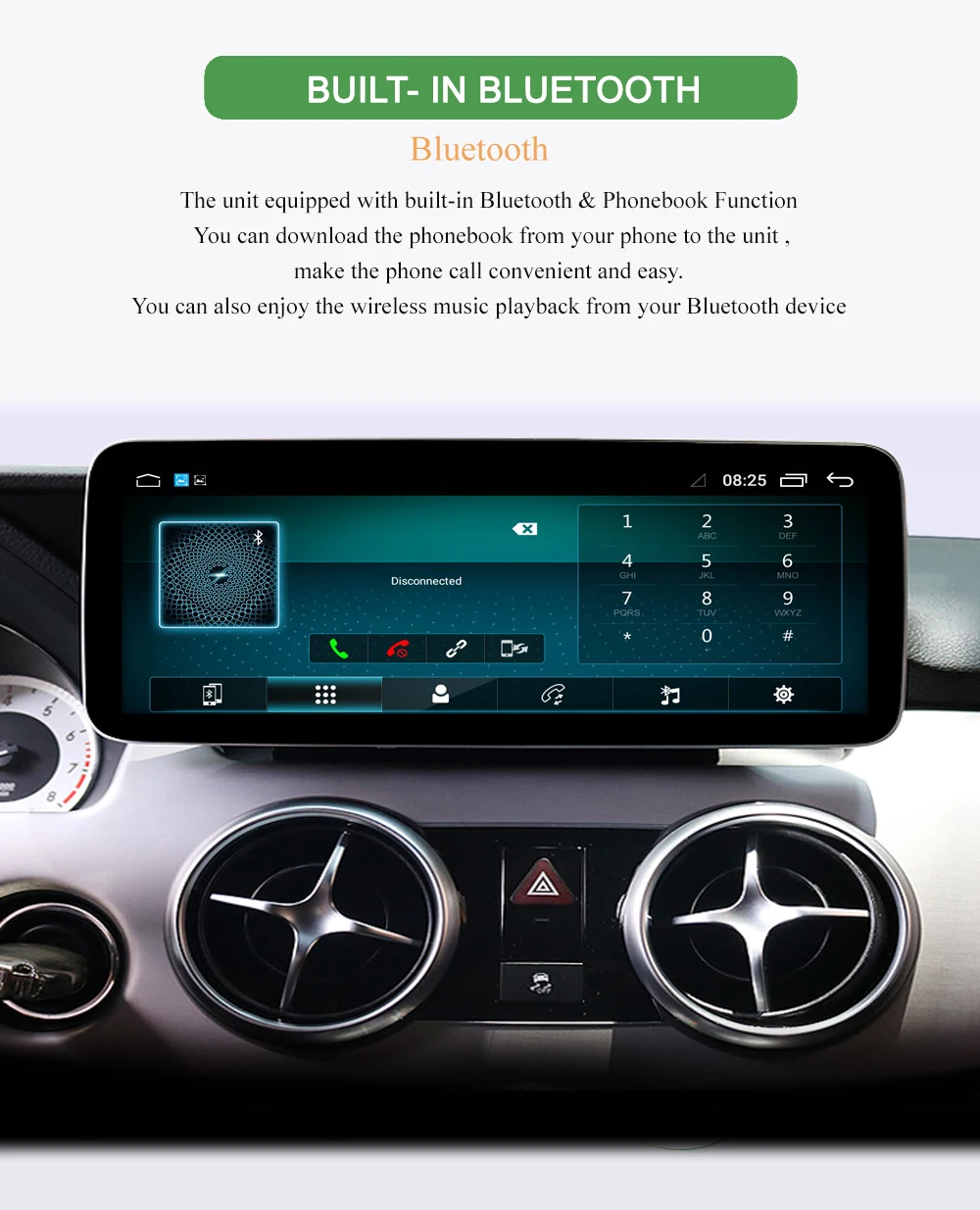 Автомобильный монитор Bonroad 10 25 дюйма android 0 для Mercedes Benz GLK Class X204 2008 2015 с gps bluetooth