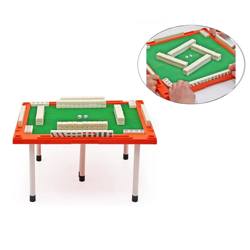 Mini Mahjong Portable Travel Board Game Chinese Mahjong Set With Foldable Table
