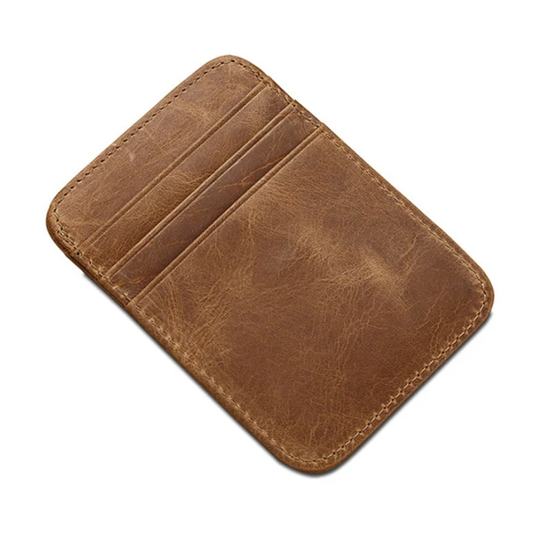 1 PC Men Genuine Leather Credit Card Holder Men Vintage Cow Leather Card Holder Bag Small Card ID Wallets Dropship Wholesale New