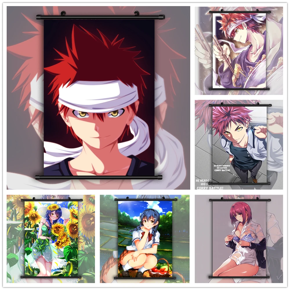 Shokugeki no Soma Yukihira Souma Arato Hisato Tadokoro Megumi Anime manga wall Poster Scroll | Дом и сад