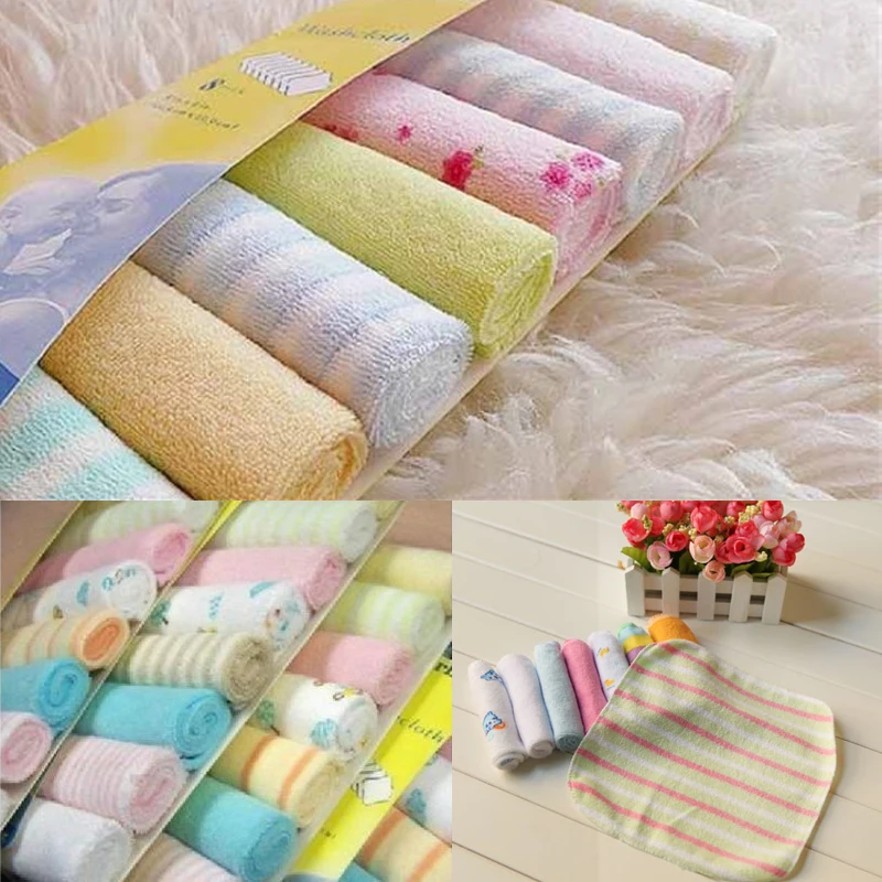 8pcs/Pack Soft Baby Bath Towel Cotton Infant Newborn Washcloth Feeding Wipe Kid Face Cloth Children Handkerchief