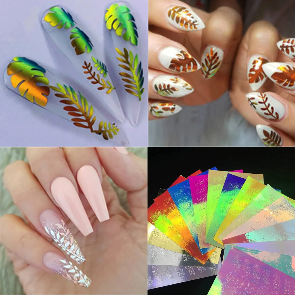 Наклейки для ногтей наклейки украшения зеленые простые летние с наклейками 16