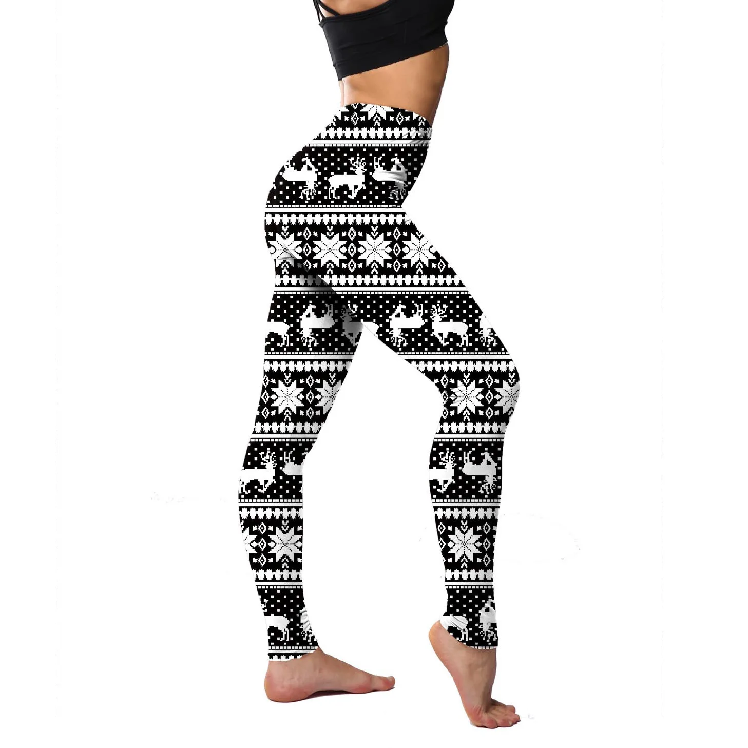 Snowflake Elk Print Slim Christmas Leggings Women Reindeer Snowman Stretchy Long Pants Happy Xmas High Waist Ugly Tights Trouser lularoe leggings