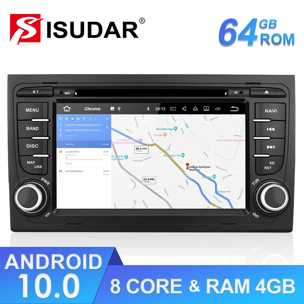 Isudar ROM 64GB 2 Din Auto Radio Android 10 For Audi/A4/S4 2002-2008 GPS Car Multimedia Octa Core RAM 4GB DSP USB DVR Camera FM |