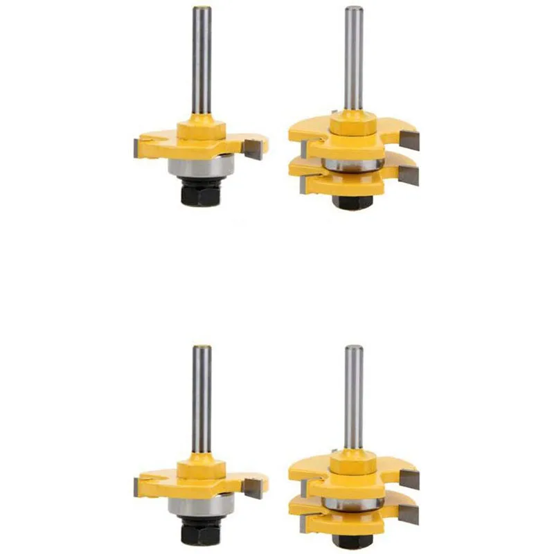 

Tongue And Groove Set,Router Bit Set 1/4 Inch Shank T Shape Adjustable 3 Teeth Wood Milling Cutter Woodworking Tool For Door Tab