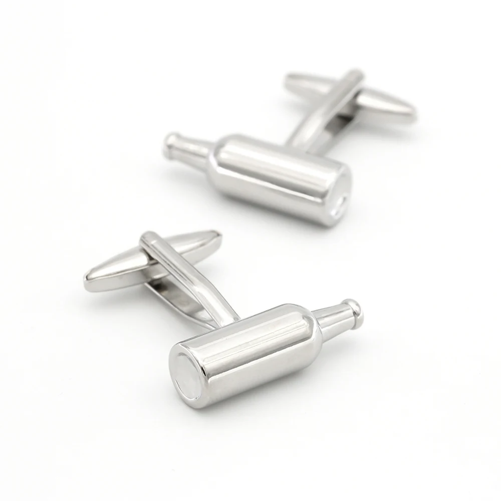 

Bottle Cuff Links For Men Wine Design Quality Brass Material Silver Color Cufflinks Wholesale&retail